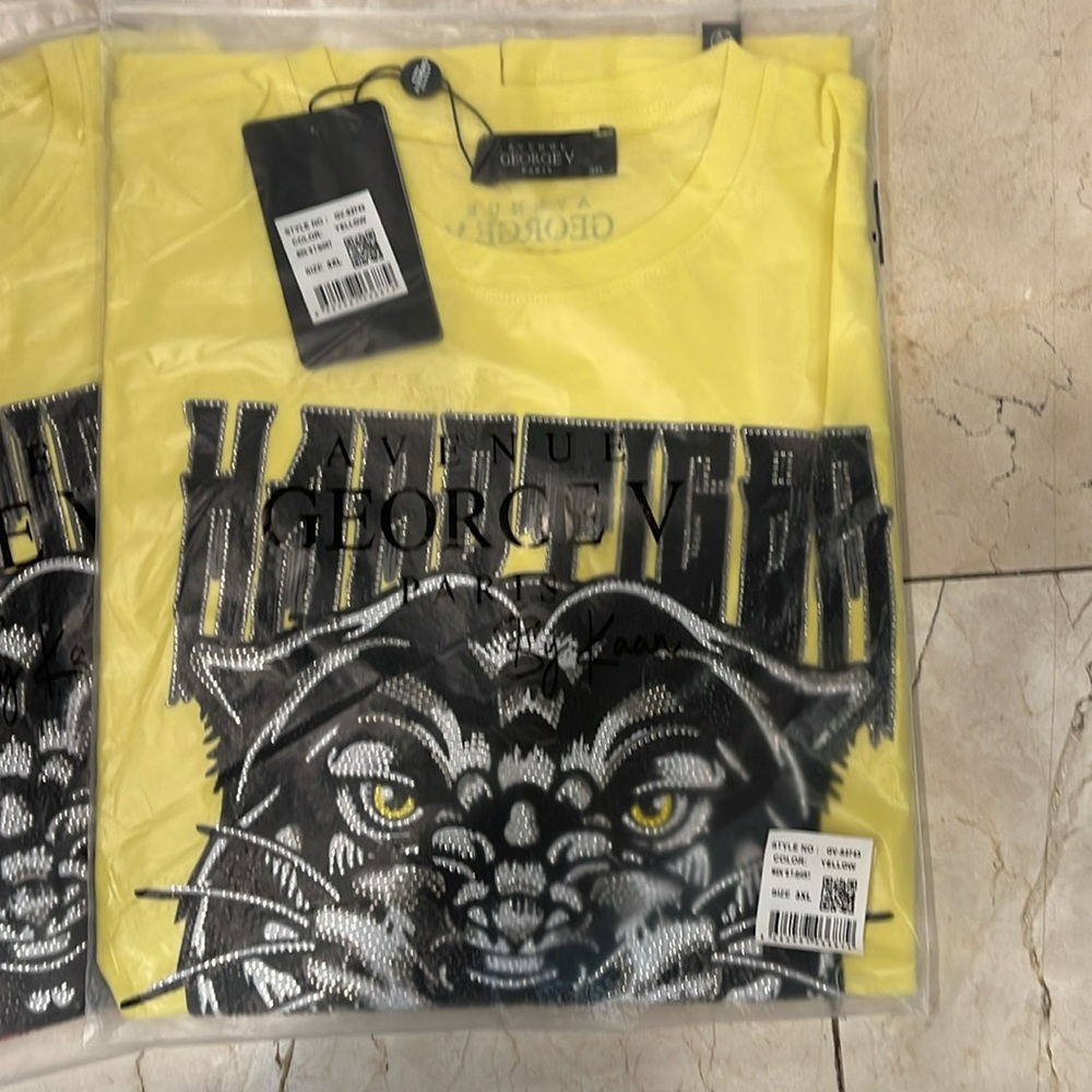 Avenue George V Paris T-Shirt Men's Luxury Shirt Yellow Shirt Black Panther 3XL - Picture 5 of 6